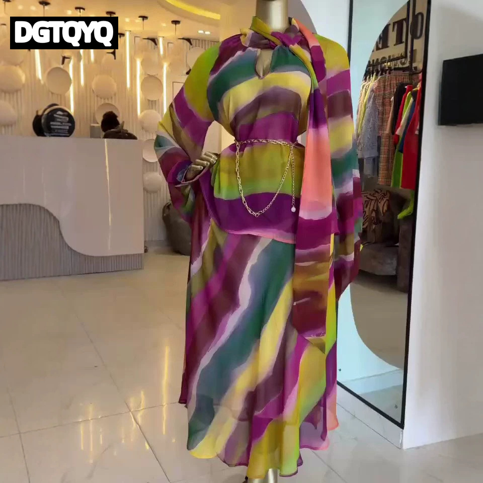Women 2Pcs Chiffon Outfit Set  - Midi Skirt Floral recension och pris