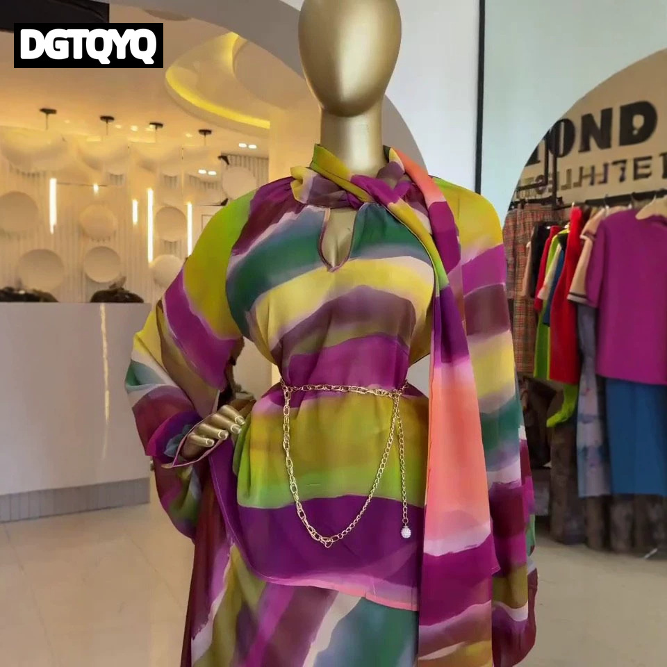 Women 2Pcs Chiffon Outfit Set  - Midi Skirt Floral recension och pris