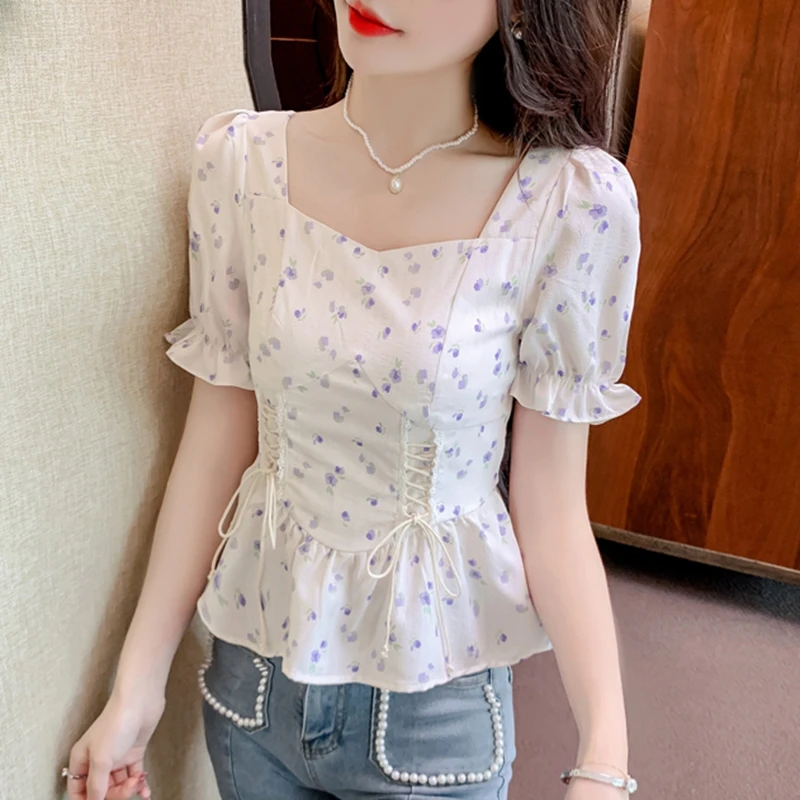 Vintage Summer Printed Blouses - Romper Floral Print recension och pris
