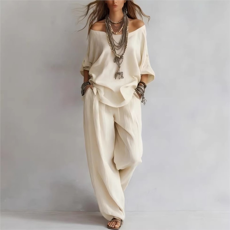 Women's Two-piece Three-quarte - Linen Pant Wide recension och pris