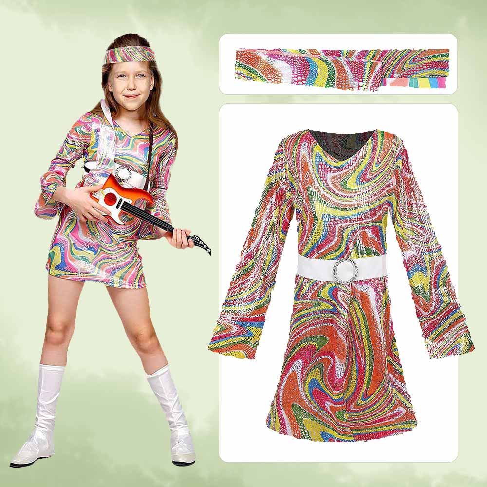 Retro 70s Hippie Dress Headban - Romper Floral Print recension och pris