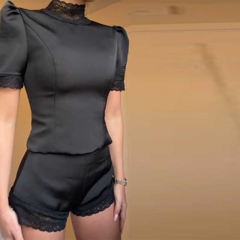 New Satin Lace Edge Top Short  - Blouse Off Shoulder recension och pris