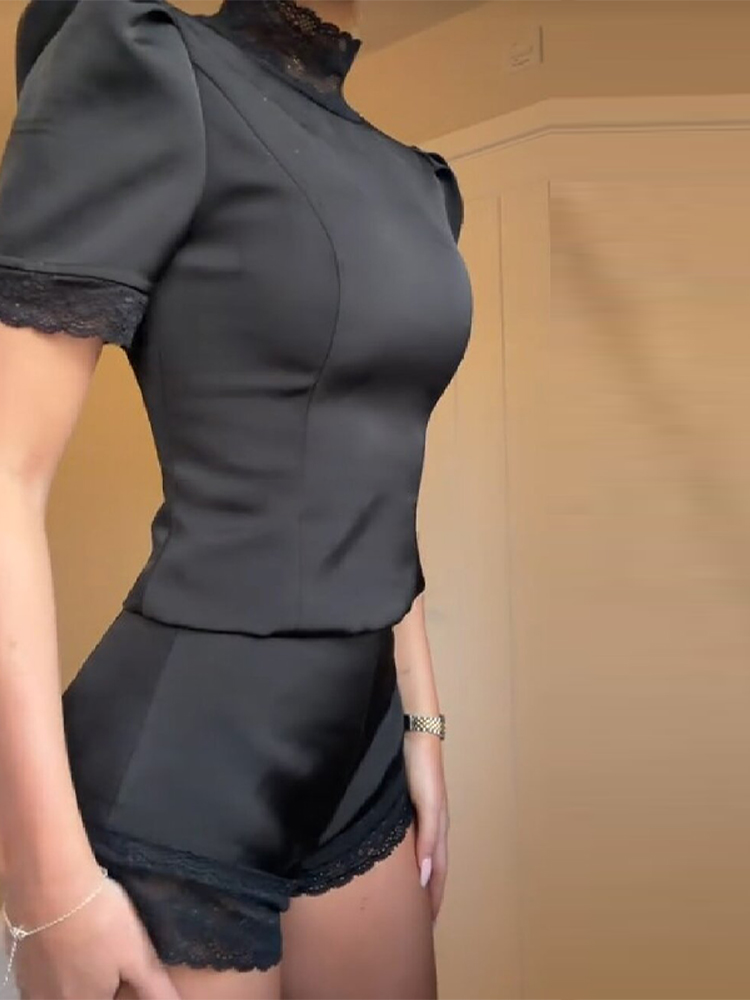 New Satin Lace Edge Top Short  - Blouse Off Shoulder recension och pris